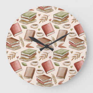 Grande Horloge Ronde Motif de livre