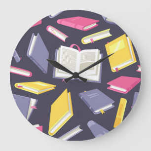 Grande Horloge Ronde Motif de livre