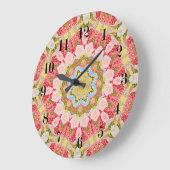 Grande Horloge Ronde Motif de mosaïque moderne Abstrait kaléidoscopique (Angle)