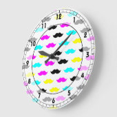 Grande Horloge Ronde MOTIF de moustache hippique CMYK (Angle)