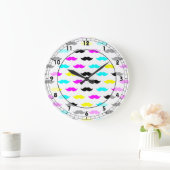 Grande Horloge Ronde MOTIF de moustache hippique CMYK (Maison)