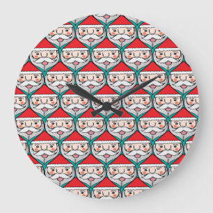 Grande Horloge Ronde Motif de Noël du Père Noël