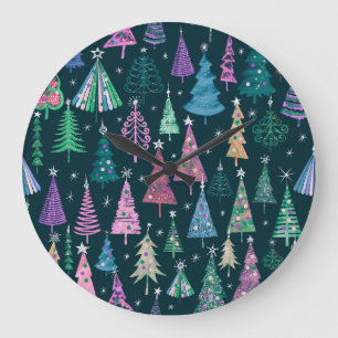 Grande Horloge Ronde Motif de Noël Festif