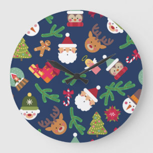 Grande Horloge Ronde Motif de Noël festif, design de vacances.