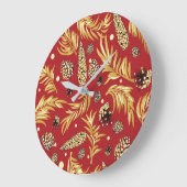 Grande Horloge Ronde Motif de Noël, Pine Snow 3 (Angle)