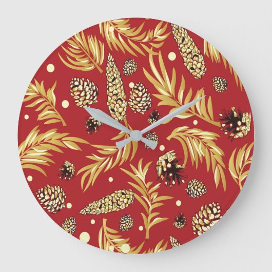 Grande Horloge Ronde Motif de Noël, Pine Snow 3 (Recto)