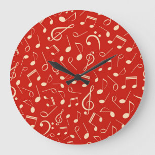 Grande Horloge Ronde Motif de notes de musique