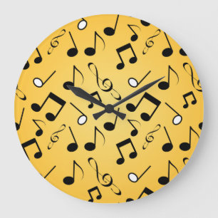 Grande Horloge Ronde Motif de notes musicales