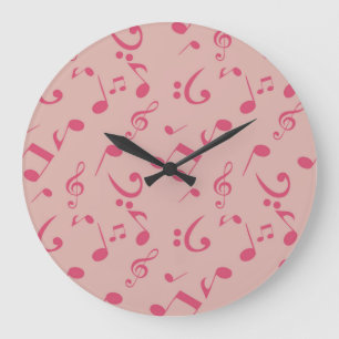 Grande Horloge Ronde Motif de notes musicales