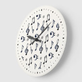 Grande Horloge Ronde Motif de notes musicales mignonnes (Angle)
