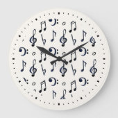 Grande Horloge Ronde Motif de notes musicales mignonnes (Recto)
