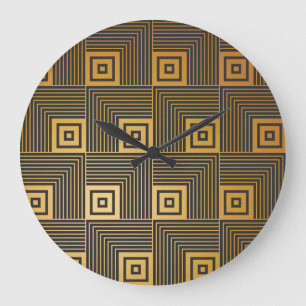 Grande Horloge Ronde Motif de papier peint Art Déco Vintage