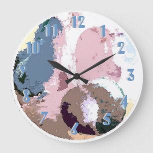 Grande Horloge Ronde Motif de Pastel Fruit