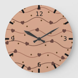 Grande Horloge Ronde Motif de puces au chocolat au coeur du lait
