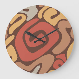 Grande Horloge Ronde Motif de spirale chaude en brun et rouille