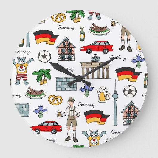Grande Horloge Ronde Motif de symboles de l'Allemagne | (Recto)