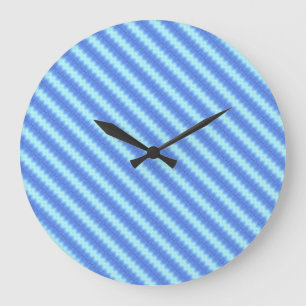 Grande Horloge Ronde Motif de texture de la bande de tricot bleu Aqua