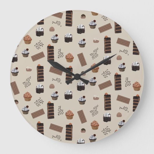 Grande Horloge Ronde Motif de thème chocolat (Recto)