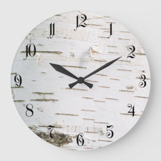 Grande Horloge Ronde Motif d'écorce de bouleau