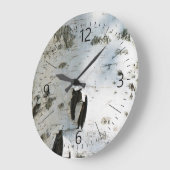 Grande Horloge Ronde Motif d'écorce de bouleau (Angle)