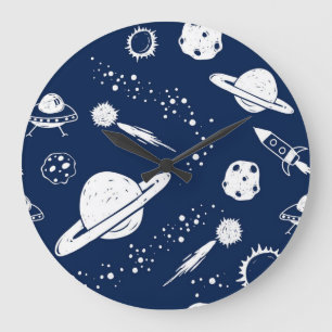 Grande Horloge Ronde Motif d'espace