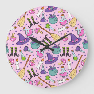 Grande Horloge Ronde Motif d'Halloween