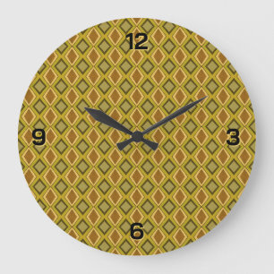 Grande Horloge Ronde Motif diamant MCM marron or vert