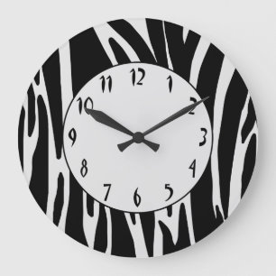 Grande Horloge Ronde Motif d'impression Zebra