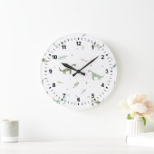 Grande Horloge Ronde Motif Dinosaure Vert (Maison)