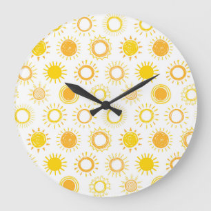 Grande Horloge Ronde Motif Doodle 