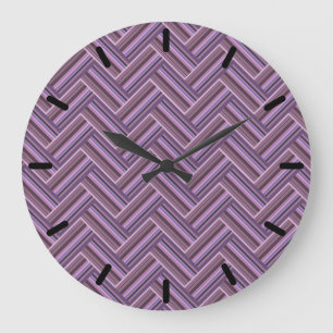 Grande Horloge Ronde Motif double tissage Mauve stripes