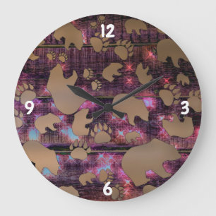 Grande Horloge Ronde Motif d'ours