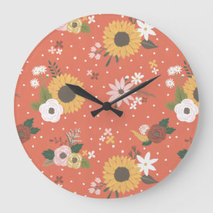 Grande Horloge Ronde Motif du jardin d'automne