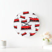 Grande Horloge Ronde Motif du train à vapeur rouge (Maison)