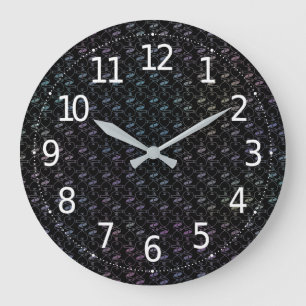 Grande Horloge Ronde Motif élégant de cœurs et de clés colorés modernes