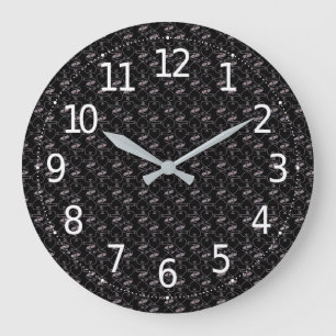 Grande Horloge Ronde Motif élégant de cœurs roses et de clés modernes