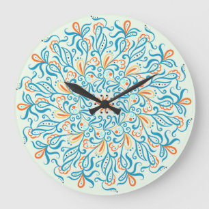 Grande Horloge Ronde Motif en carreaux céramiques Abstraits