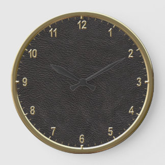 Grande Horloge Ronde Motif en cuir 10,75"