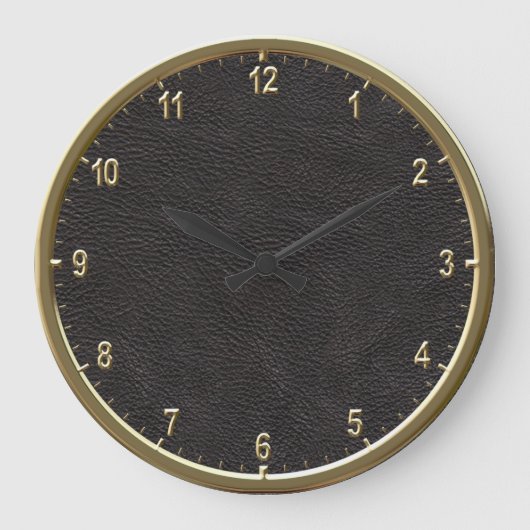 Grande Horloge Ronde Motif en cuir 10,75" (Recto)
