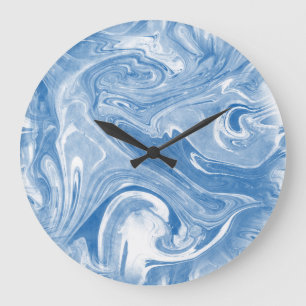 Grande Horloge Ronde Motif en marbre coloré.