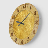 Grande Horloge Ronde Motif en marbre doré et jaune (Angle)