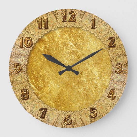 Grande Horloge Ronde Motif en marbre doré et jaune (Recto)