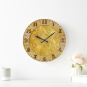 Grande Horloge Ronde Motif en marbre doré et jaune (Maison)