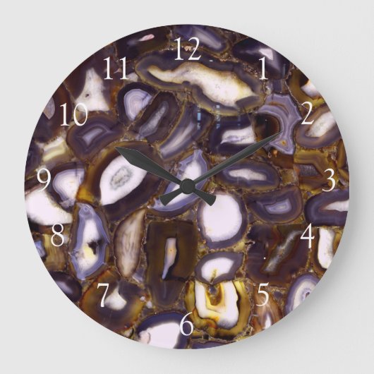 Grande Horloge Ronde Motif en pierre blanche Brown violet (Recto)