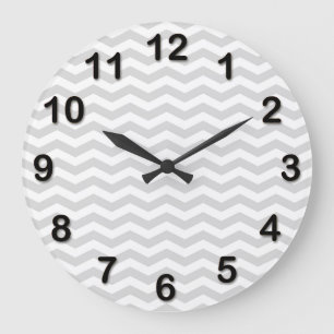 Grande Horloge Ronde Motif en zig-zag mince classique de Chevron de lt