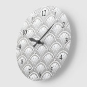 Grande Horloge Ronde Motif éventail Art Déco (Angle)