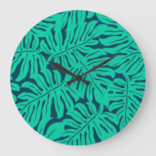 Grande Horloge Ronde motif feuille