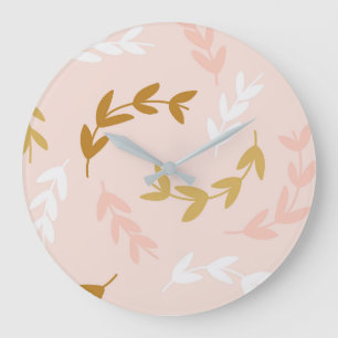 GRANDE HORLOGE RONDE MOTIF FEUILLE 4