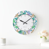 Grande Horloge Ronde Motif feuille tropical (Maison)