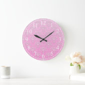 Grande Horloge Ronde Motif Fille Rose Floral Damask (Maison)